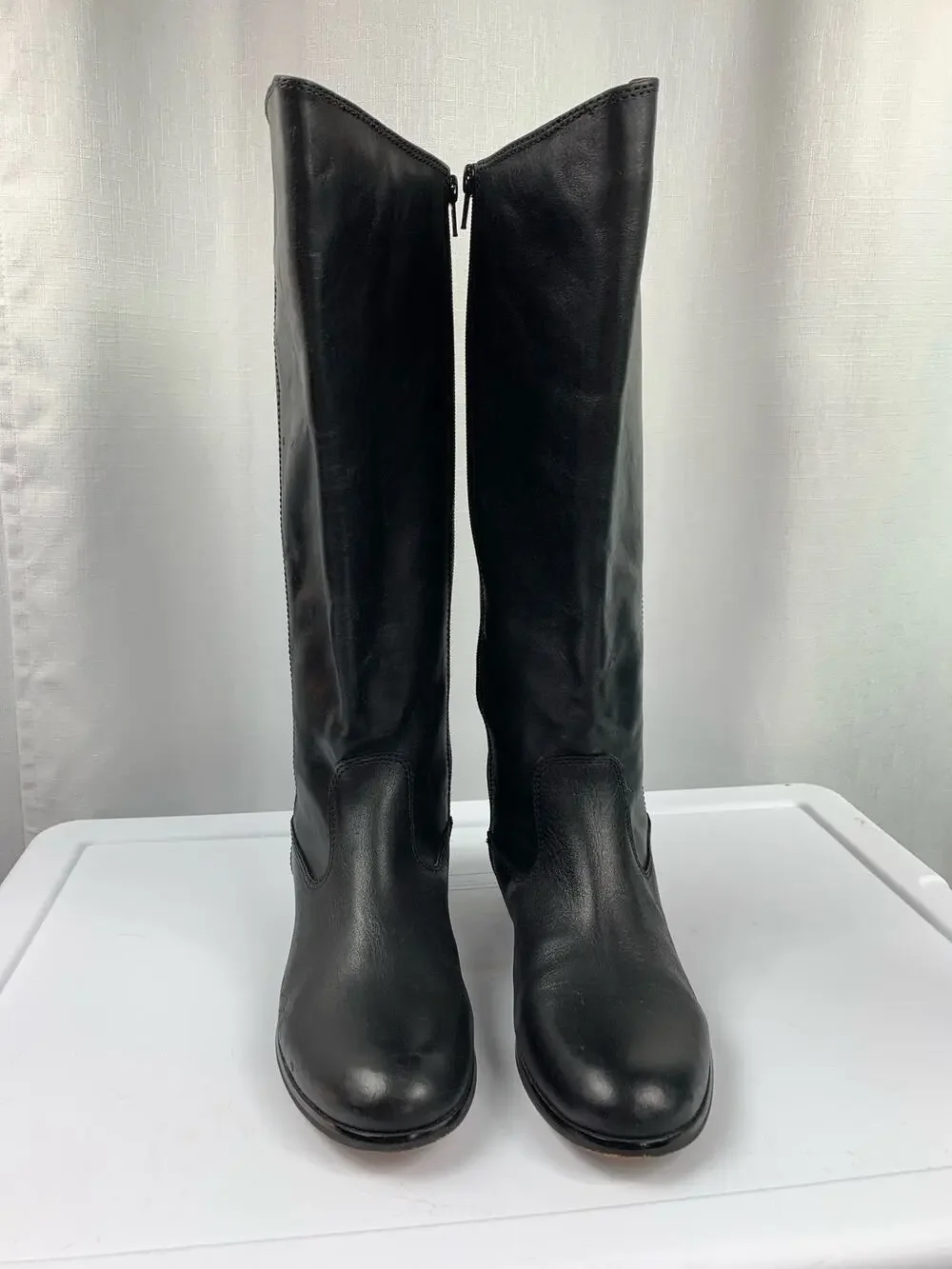 Kenneth Cole NY Mea Womens Leather Knee-High Boots Low Heel Almond Toe